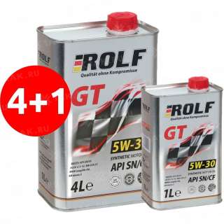 Масло моторное Rolf GT SAE 5W40 API  SN/CF  4 л "4" акция 4л+1л бесплатно