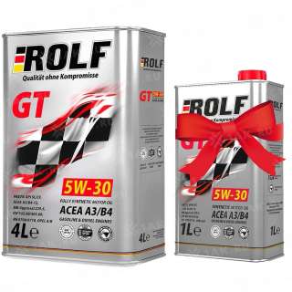 Масло моторное Rolf GT SAE 5W30 ACEA  A3/B4  4 л "4" акция 4л+1л бесплатно