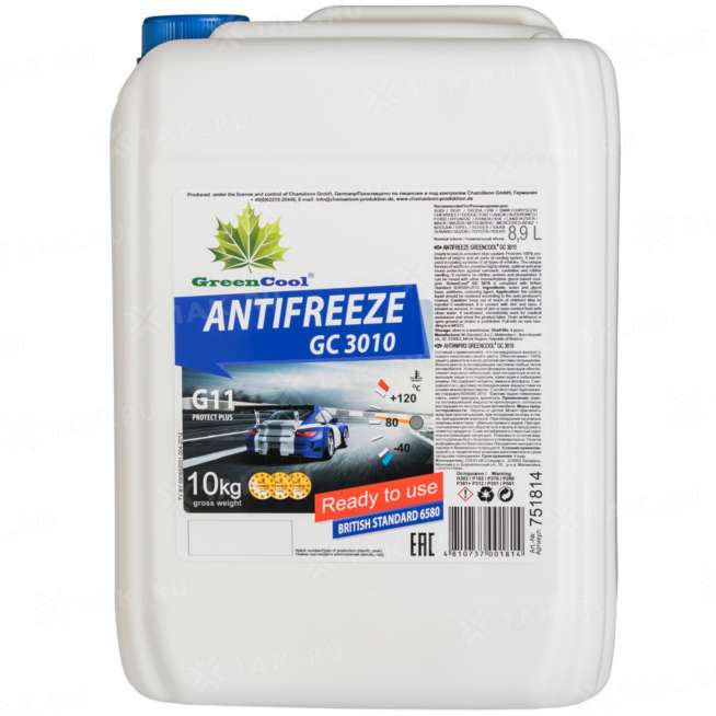 Антифриз готовый к применению GreenCool Antifreeze GC3010 синий, 10кг, Беларусь 0