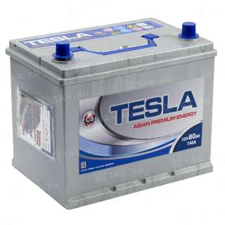 Аккумулятор TESLA ASIAN PREMIUM ENERGY (80 Ah, 12 V) R+ D26 арт.TSA-80.0