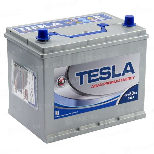 Аккумулятор TESLA ASIAN PREMIUM ENERGY (80 Ah, 12 V) Обратная, R+ D26 арт.TSA-80.0 0