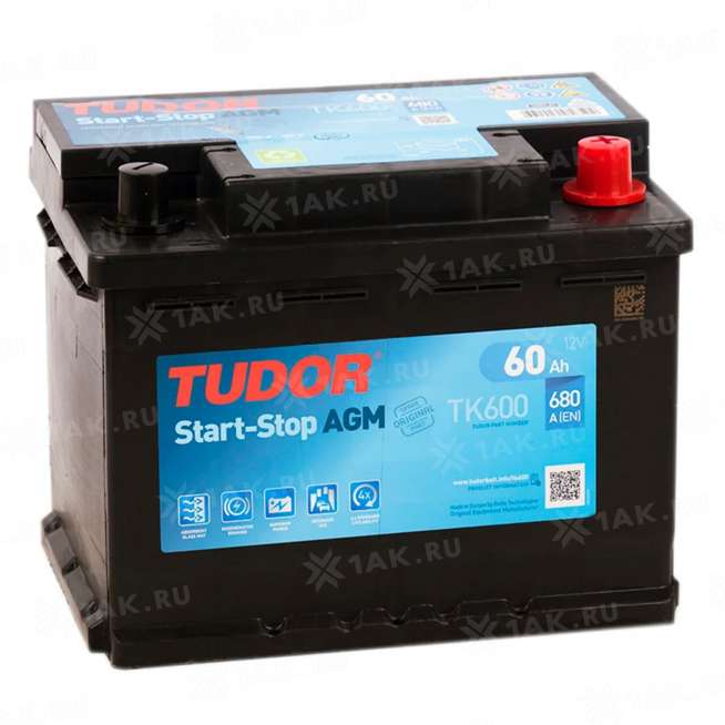 Аккумулятор TUDOR Start-Stop AGM (60 Ah, 12 V) Обратная, R+ L2 арт.TK600 0