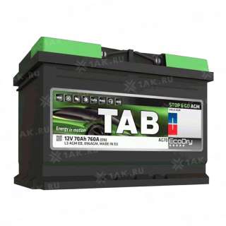 Аккумулятор TAB AGM Stop&amp;Go (70 Ah, 12 V) R+ L3 арт.213070/L3 AGM (AG70)