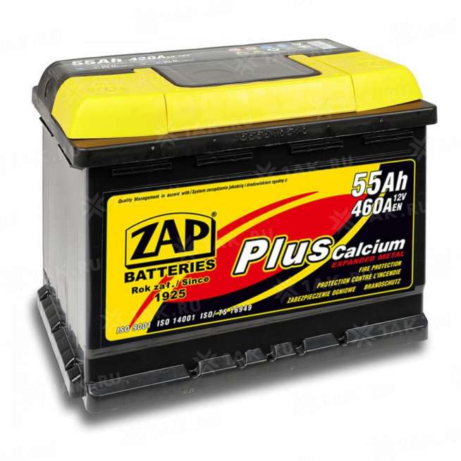 Аккумулятор ZAP PLUS (55 Ah, 12 V) Обратная, R+ L2 арт.555 59 0