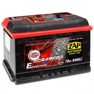 Аккумулятор ZAP EXPEDITION AGM (70 Ah, 12 V) R+ L3 арт.ZAP-570 01