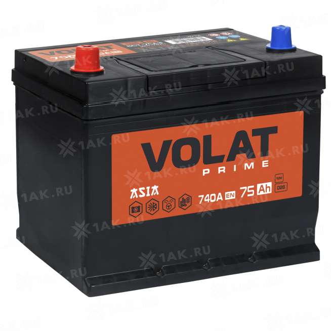 Аккумулятор VOLAT Prime Asia (75 Ah, 12 V) Прямая, L+ D26 арт.VPA751 0