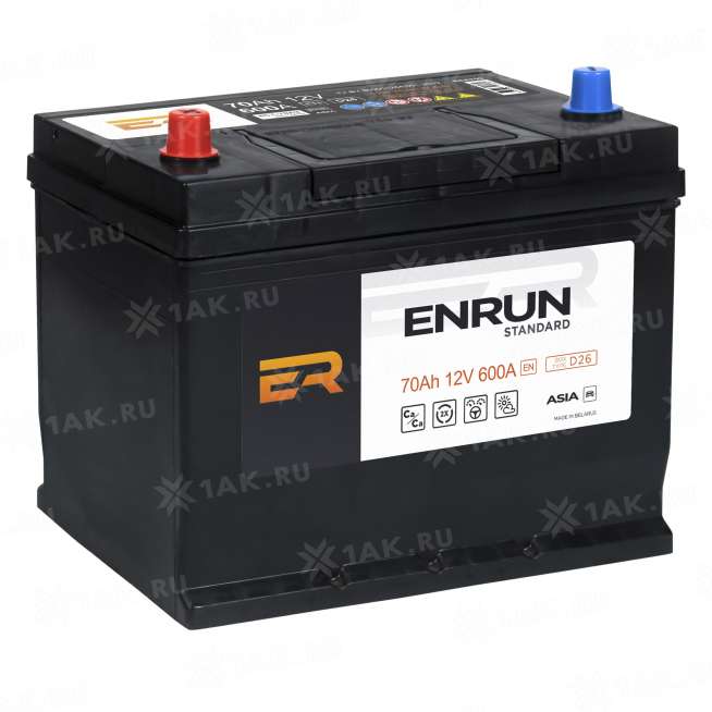 Аккумулятор ENRUN STANDARD Asia (70 Ah, 12 V) Прямая, L+ D26 арт.ESA701 0
