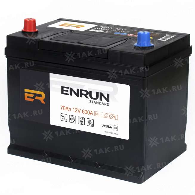 Аккумулятор ENRUN STANDARD Asia (70 Ah, 12 V) Прямая, L+ D26 арт.ESA701 2
