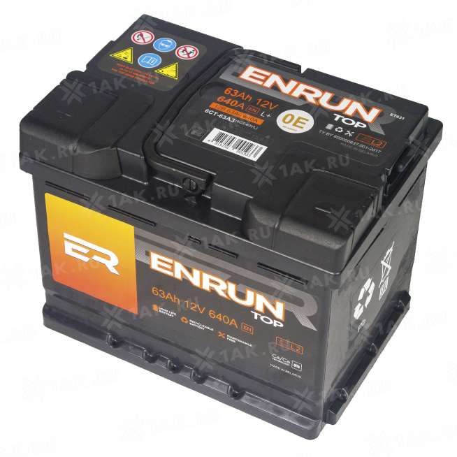 Аккумулятор ENRUN TOP (63 Ah, 12 V) Обратная, R+ L2 арт.ET630 0