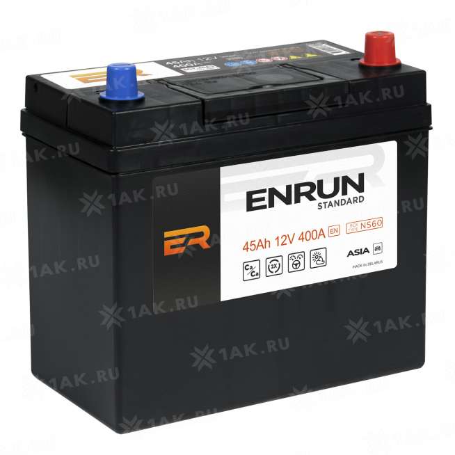 Аккумулятор ENRUN STANDARD Asia (45 Ah, 12 V) Обратная, R+ B24 арт.ESA450 2