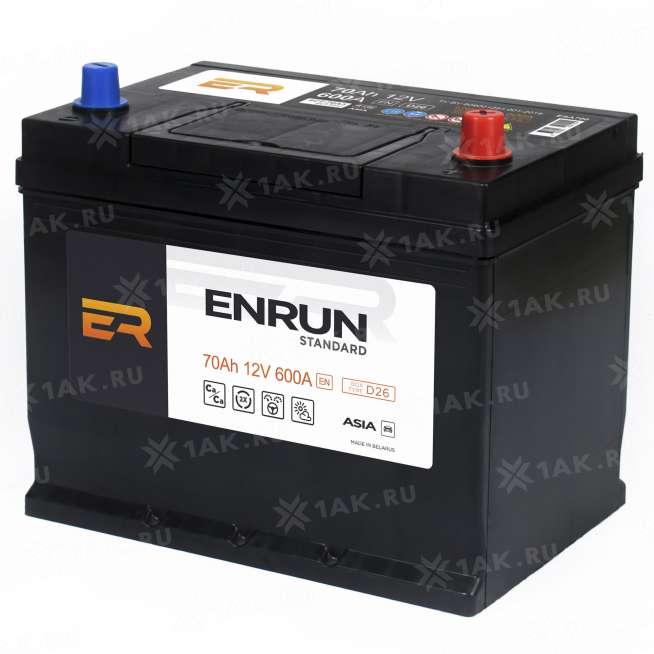 Аккумулятор ENRUN STANDARD Asia (70 Ah, 12 V) Обратная, R+ D26 арт.ESA700 0