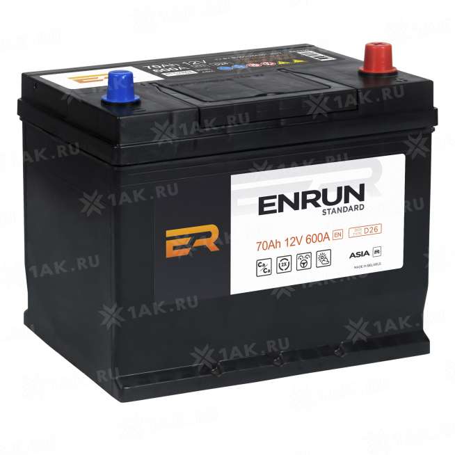 Аккумулятор ENRUN STANDARD Asia (70 Ah, 12 V) Обратная, R+ D26 арт.ESA700 2