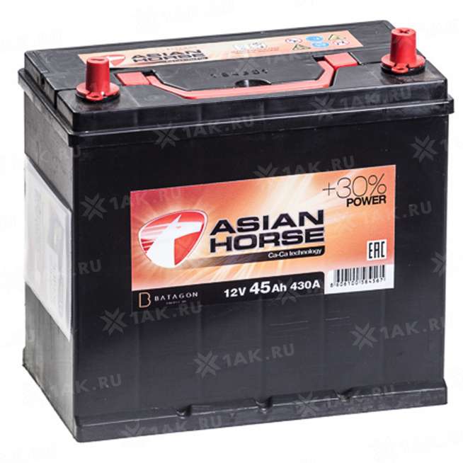 Аккумулятор ASIAN HORSE (45 Ah, 12 V) Обратная, R+ 24L арт.AH45.0 (NS60) 0