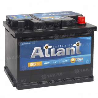 Аккумулятор ATLANT Blue (55 Ah, 12 V) Обратная, R+ L2 арт.AT550