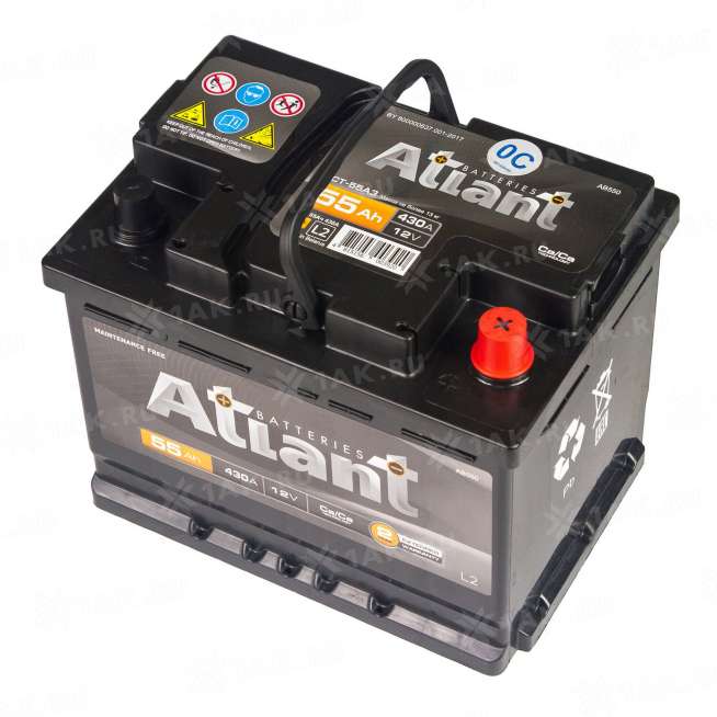 Аккумулятор ATLANT Black (55 Ah, 12 V) Обратная, R+ L2 арт.AB550 0