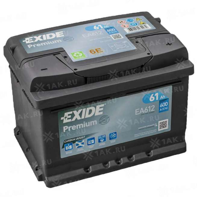 Аккумулятор EXIDE PREMIUM (61 Ah, 12 V) Обратная, R+ LB2 арт.EA612 0
