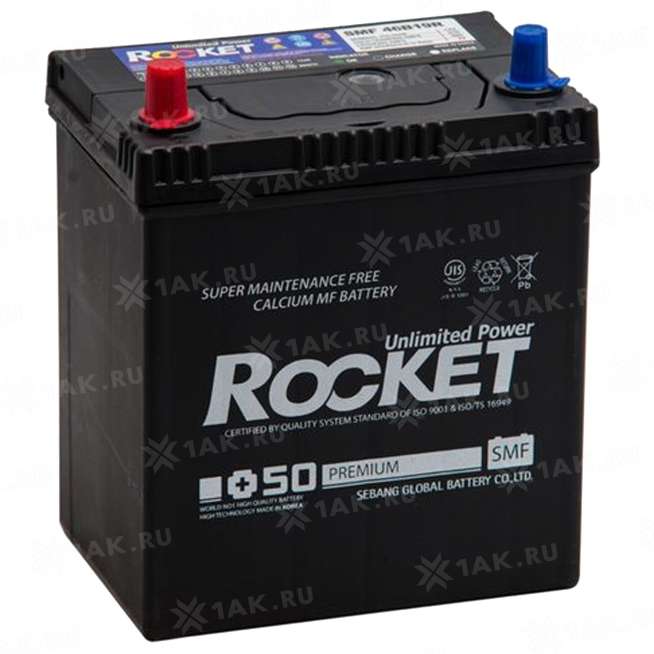 Аккумулятор ROCKET SMF (42 Ah, 12 V) Прямая, L+ B19 арт.SMF 46В19L 0
