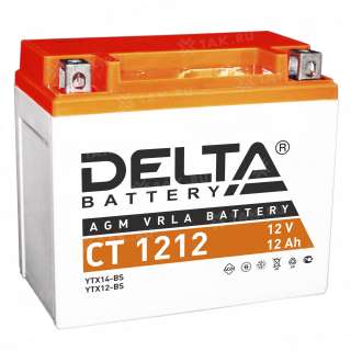 Аккумулятор DELTA (12 Ah, 12 V) L+ YTX12-BS арт.CT 1212