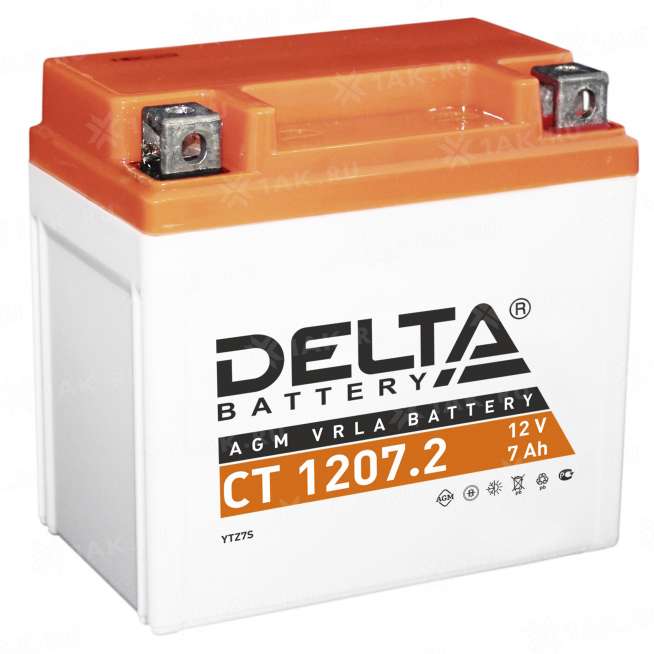 Аккумулятор DELTA (7 Ah, 12 V) Обратная, R+ YTZ7S арт.CT 1207.2 0