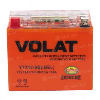 Аккумулятор VOLAT (12 Ah, 12 V) L+ YTX12-BS арт.YTX12-BS(iGEL)Volat