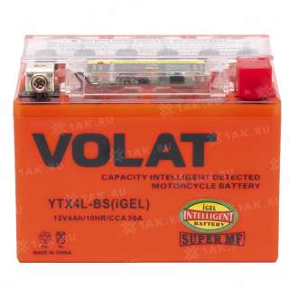 Аккумулятор VOLAT (4 Ah, 12 V) R+ YTX4L-BS арт.YTX4L-BS(iGEL)Volat
