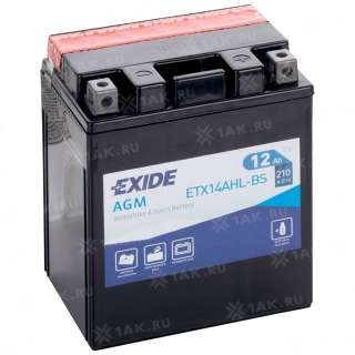Аккумулятор EXIDE BIKE (12 Ah, 12 V) R+ YB14L-A2 арт.ETX14AHL-BS
