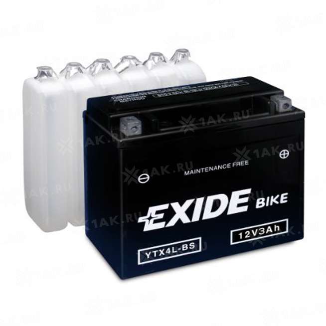 Аккумулятор EXIDE BIKE (3 Ah, 12 V) Обратная, R+ YT4B-BS арт.YTX4L-BS 0