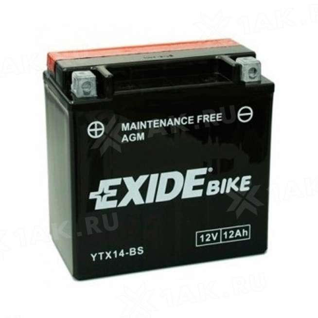 Аккумулятор EXIDE BIKE (12 Ah, 12 V) Прямая, L+ YT14B-BS арт.YT14B-BS 0