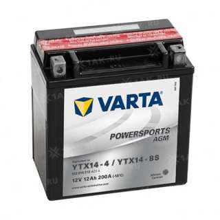 Аккумулятор VARTA Powersports AGM (12 Ah, 12 V) Прямая, L+ YTX14-BS арт.512014010-549655