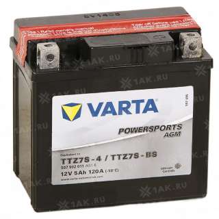 Аккумулятор VARTA Powersports AGM (5 Ah, 12 V) Обратная, R+ TTZ7S-BS арт.507902