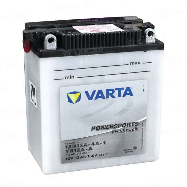 Аккумулятор VARTA Powersports (12 Ah, 12 V) Обратная, R+ YB12A-A арт.512011012-558150 0