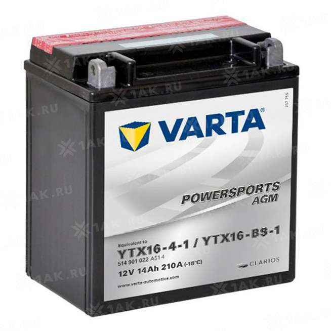 Аккумулятор VARTA Powersports AGM (14 Ah, 12 V) Прямая, L+ YTX16-BS арт.514901022-549667 0