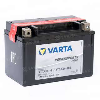 Аккумулятор VARTA Powersports AGM (8 Ah, 12 V) L+ YTX9-BS арт.508012008-549635