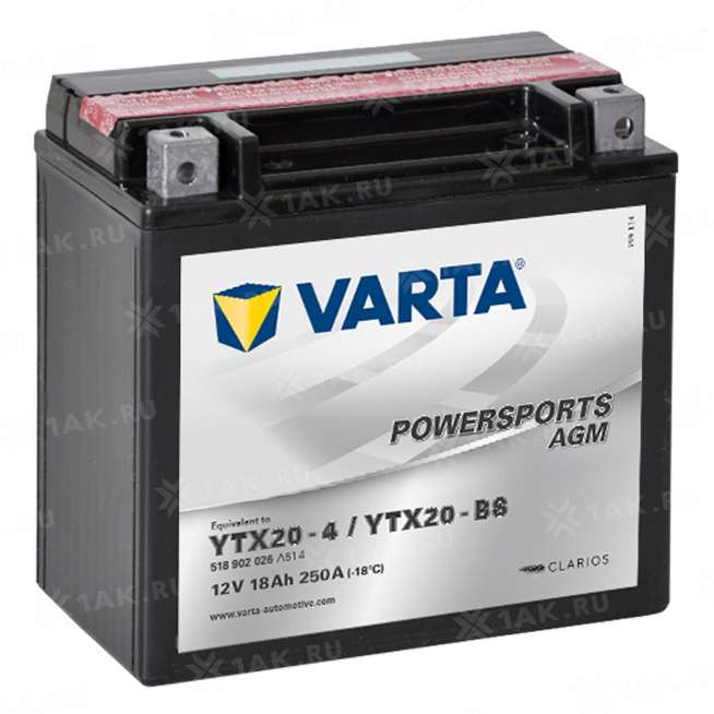 Аккумулятор VARTA Powersports AGM (18 Ah, 12 V) Прямая, L+ YTX20-BS арт.518902026-549677 0