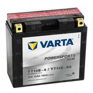 Аккумулятор VARTA Powersports AGM (12 Ah, 12 V) R+ YT14B-4 арт.512903013-549658
