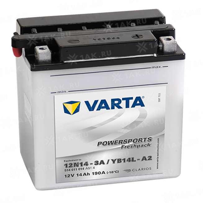 Аккумулятор VARTA Powersports (14 Ah, 12 V) Прямая, L+ YB14L-A2 арт.514011014-549662 0