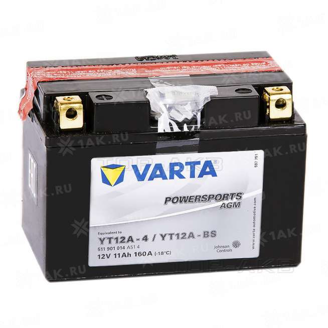 Аккумулятор VARTA Powersports AGM (11 Ah, 12 V) Прямая, L+ YTZ14S-4 арт.511901014-549650 0