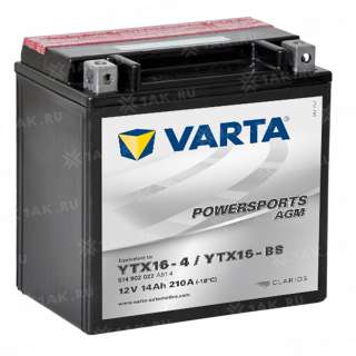 Аккумулятор VARTA Powersports AGM (14 Ah, 12 V) L+ YTX16-BS арт.514902022-549668