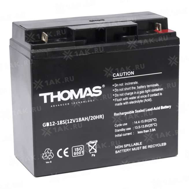 Аккумулятор THOMAS (18 Ah,12 V) AGM 181x77x167 мм 4 кг 0