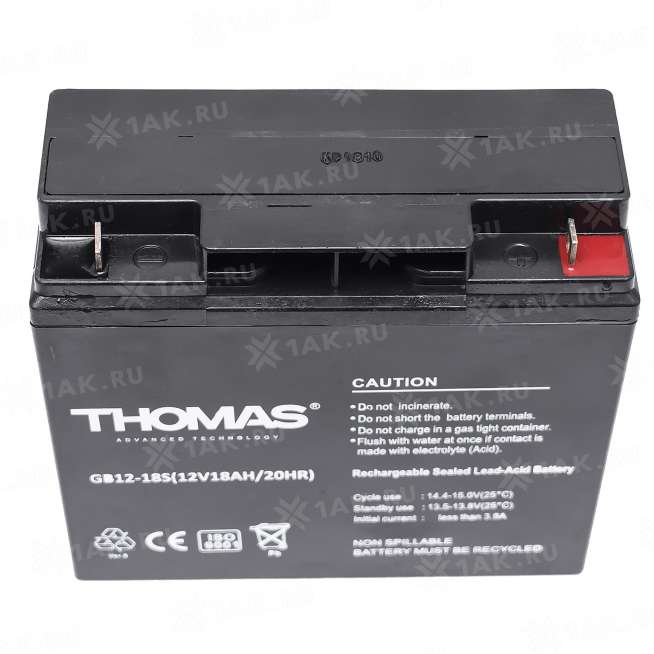 Аккумулятор THOMAS (18 Ah,12 V) AGM 181x77x167 мм 4 кг 1