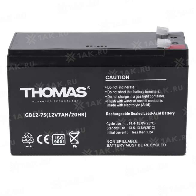 Аккумулятор THOMAS (7 Ah,12 V) AGM 151x65x94 мм 1.7 кг 0