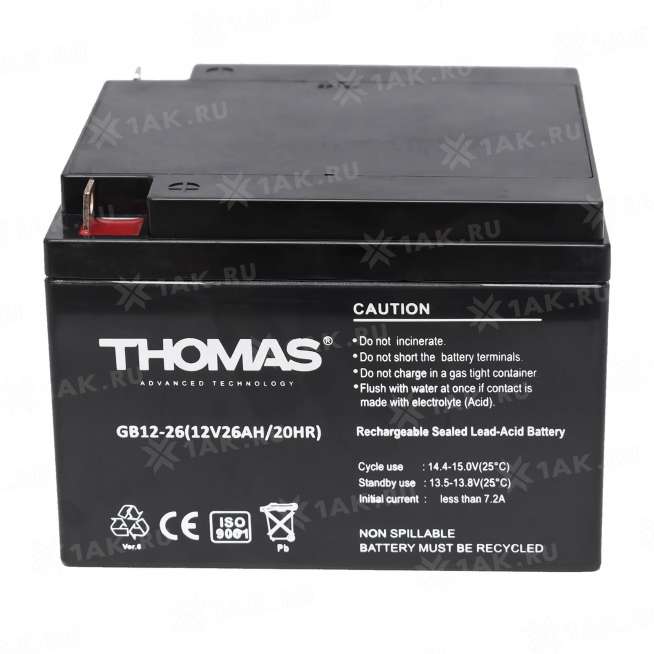 Аккумулятор THOMAS (26 Ah,12 V) AGM 175x166x125 мм 6 кг 0