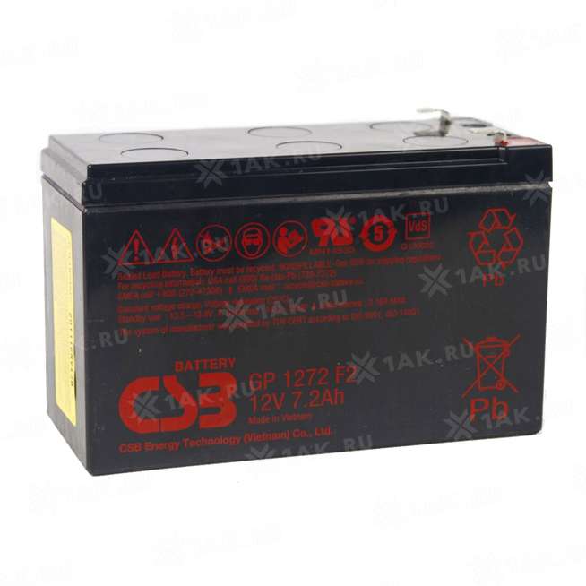 Аккумулятор CSB (7.2 Ah,12 V) AGM 151x65x94 мм 2.4 кг 0
