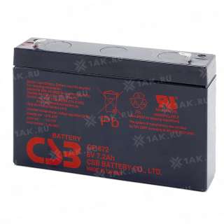 Аккумулятор CSB (7.2 Ah,6 V) AGM 151x34x100 мм 1.22 кг