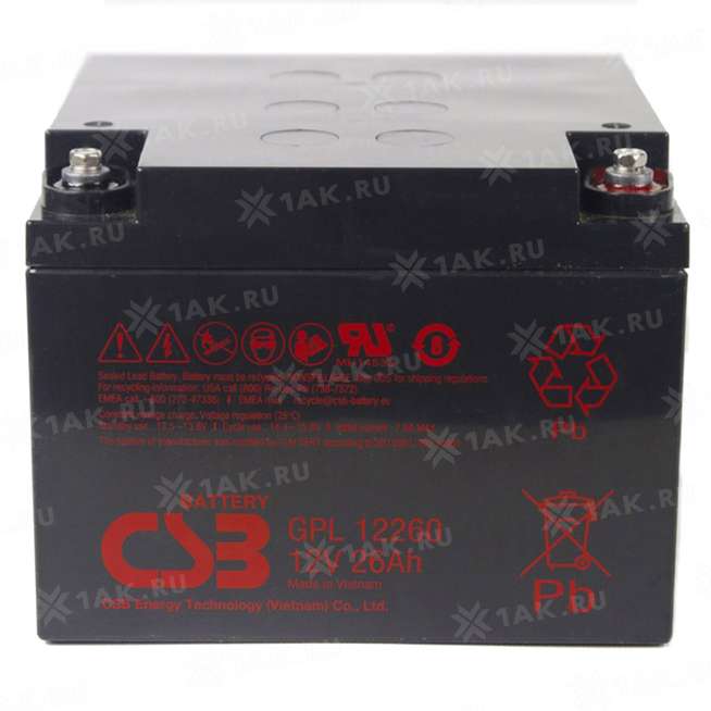 Аккумулятор CSB (26 Ah,12 V) AGM 166x175x125 мм 8.3 кг 2