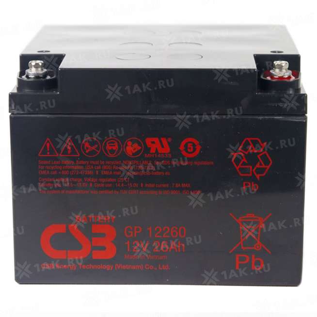 Аккумулятор CSB (26 Ah,12 V) AGM 166x175x125 мм 8.45 кг 0