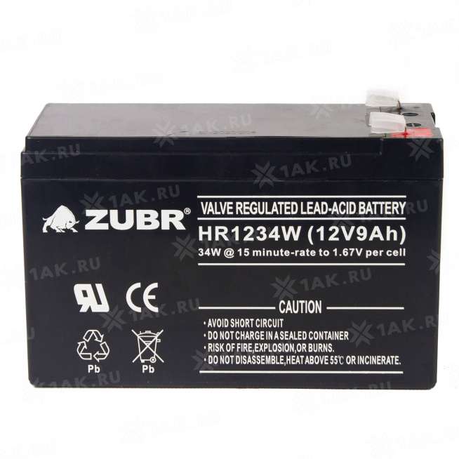 Аккумулятор ZUBR (9 Ah,12 V) AGM 151x65x94 мм 2.6 кг 0