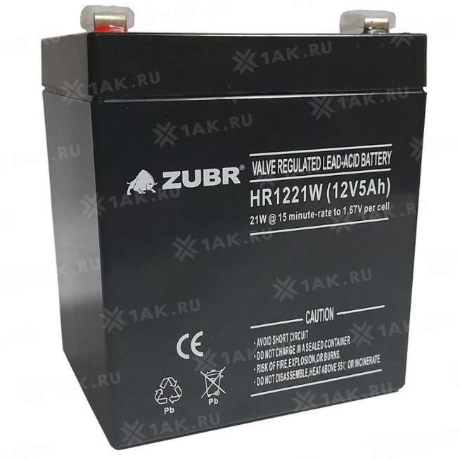Аккумулятор ZUBR (5 Ah,12 V) AGM 90x70x101 мм 1.73 кг 0