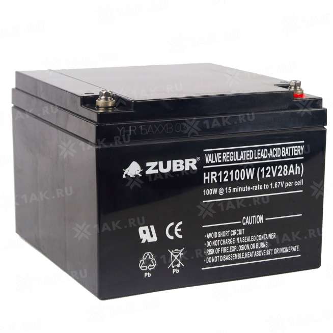 Аккумулятор ZUBR (28 Ah,12 V) AGM 166x175x125 мм 8.8 кг 2