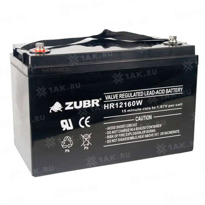 Аккумулятор ZUBR (45 Ah,12 V) AGM 197x165x170 мм 14.3 кг 0